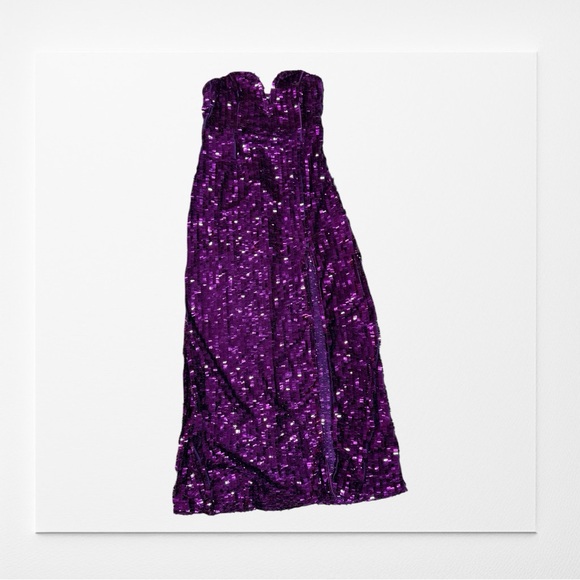 FASHION NOVA Kaylee Purple Sequin Maxi Dress, Size Large - Picture 1 of 4